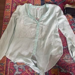 Teal button up blouse